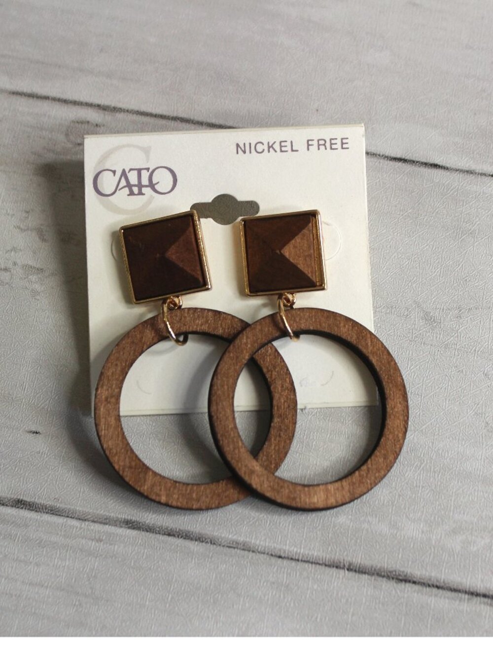 Cato Women's Brown Wooden Dangle Earrings Nickle Free